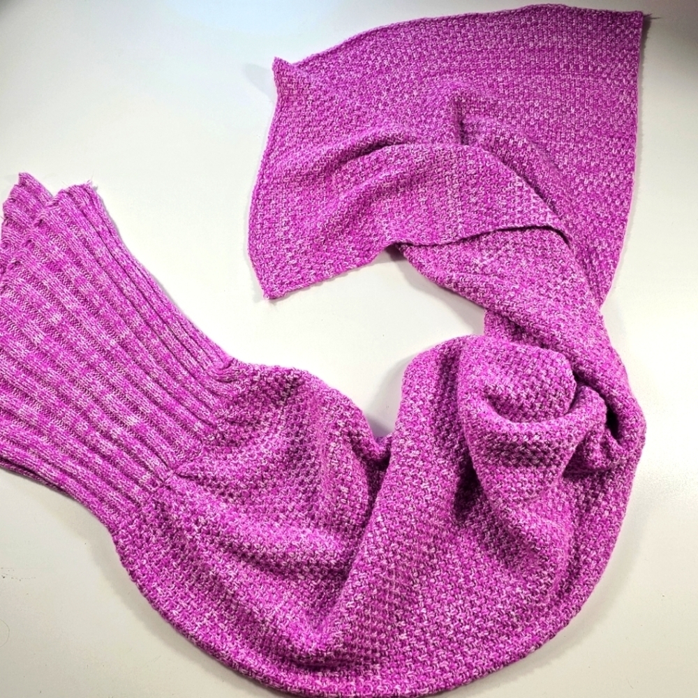 Home Made crocheted purple mermaid fishtail snuggle childs Warm blanket 69"  ^